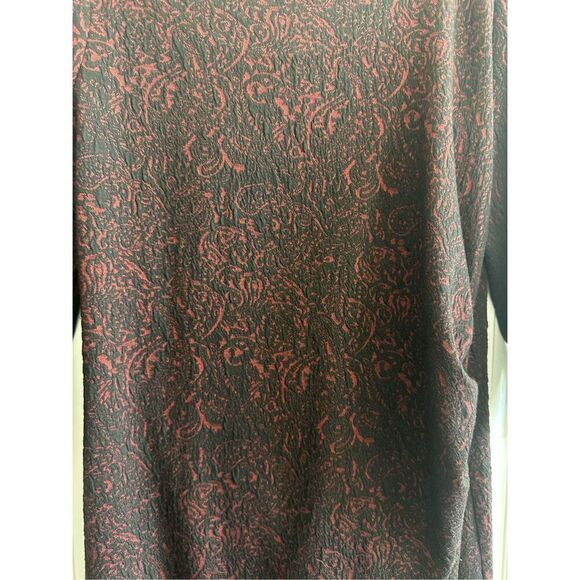 NWT Talbots 3/4 Sleeve Floral Pattern Dress Sz 1X Red Black Ruched Office Party - Picture 3 of 9